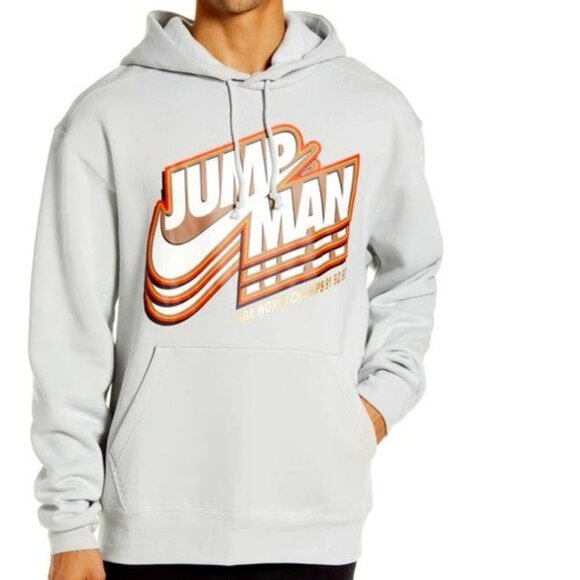 Jordan Other - Jordan Jumpman Retro Print Gray Hooded Sweatshirt